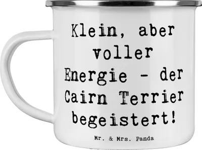 Produktbild von Mr. & Mrs. Panda Campingbecher Spruch Cairn Terrier - Weiß - Geschenk, Emailletasse, intelligent, Teetasse, becher emaille, Hunderassen Vielfalt, lebhaft, Pott, Haferl