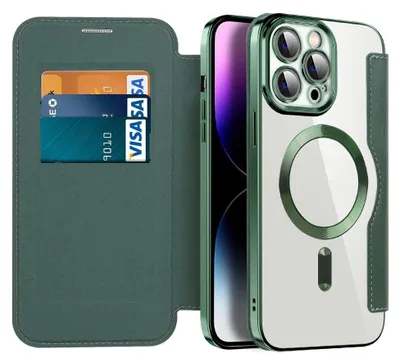 Produktbild von Techsuit - SmartMag Book Hülle für iPhone 14 Pro Max - grün