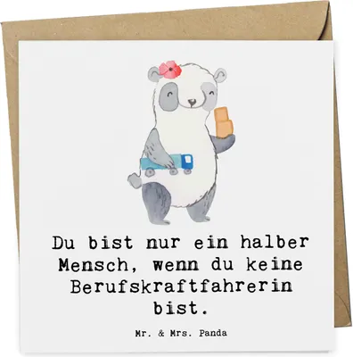 Produktbild von Mr. & Mrs. Panda Grußkarte Berufskraftfahrerin Herz - Weiß - Geschenk, anlasskarte, doppelkarte, Klappkarte, Glückwunschkarte, faltkarte