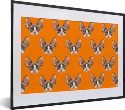 Produktbild von MuchoWow® MuchoWow® Gerahmtes Poster Tier - Orange - Muster 40x30 cm - Poster mit zchwarzem Bilderrahmen - Bilderrahmen - Poster im Rahmen