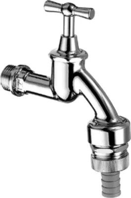 Produktbild von Auslaufventil 1/2" mit Knebelgriff + Rückflussverhinderer, verchromt