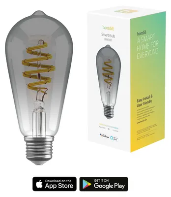 Produktbild von Hombli HBEB-0211, Intelligentes Leuchtmittel, WLAN, Grau, Glas, Metall, E27, ST64