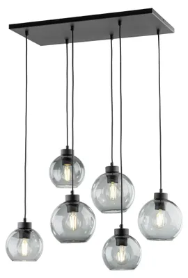 Obrázok produktu pre TK Lighting Čierny závesný luster Cubus s dymovými tienidlami pre žiarovku 6x E27 TK2833