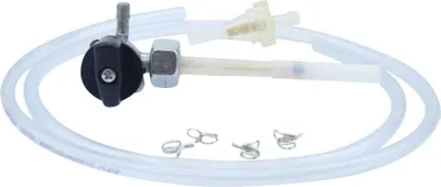 Obrázok produktu pre Súprava benzínového kohútika, M14 x 1, vývod vľavo, bez vodného vaku, plastový otočný spínač + filter, hadica a svorky