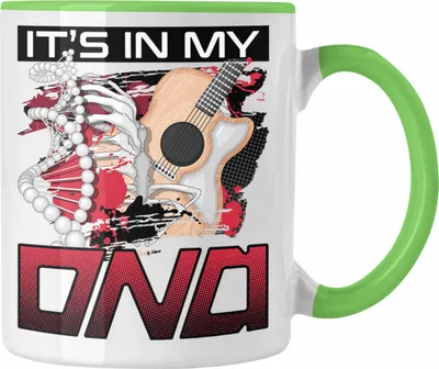 Produktbild von Trendation - Gitarre Tasse Geschenk für Gitarren-Spieler Lehrer Spruch It's In My DNA Geschenkidee Lustig (Grün)