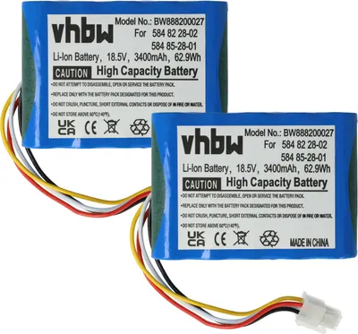 Produktbild von vhbw 2x Akku kompatibel mit Gardena R160, R130LIC, City (bis SNr. 184499999), R100LIC, City, R160Li, R130Li, R100Li Rasenmäher (3400mAh 18,5V Li-Ion)