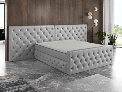 Produktbild von Boxspringbett SVEN 180 x 200 mit 2 Bettkästen, Bonell-Matratze und Topper. Farbe: Grau