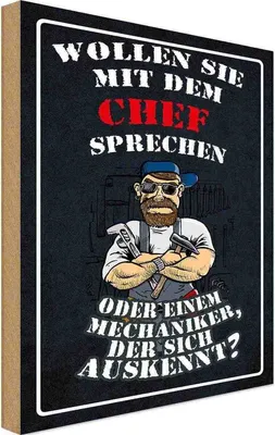 Produktbild von vianmo Holzschild 18x12 cm Wollen Sie mit dem Chef sprechen Spruch Zitat