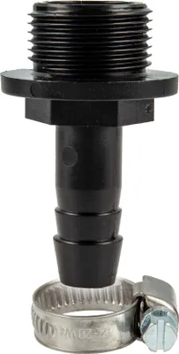 Produktbild von tecuro Schlauchtülle Ø 15 mm x 3/4 Zoll AG (G), mit Edelstahlschlauchschelle - PP schwarz