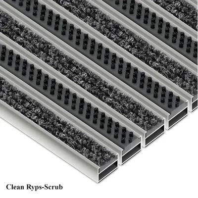 Produktbild von Aluminium Fußmatte mit Textil-Bürsteneinlage, Clean Ryps&Scrub, 100x80 cm, schwarz, Höhe 22 mm
