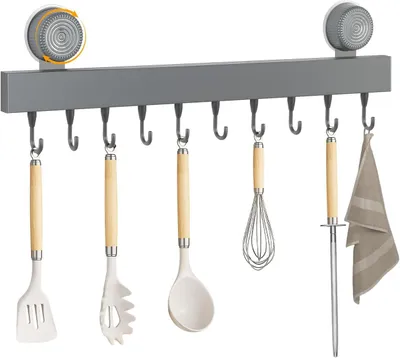 Produktbild von Küchenhakenleiste mit 10 Haken, 50 cm, mit Saugnapf, für die Küche