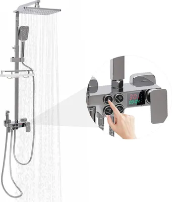 Produktbild von Duschsystem Wandmontage Duschset Duschpaneel Duscharmatur mit Handbrause Silber