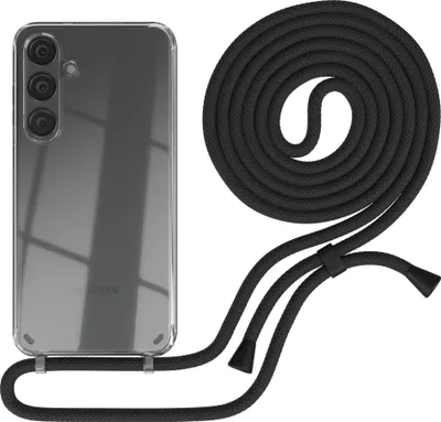 Immagine prodotto di EAZY CASE catena per cellulare compatibile con Samsung Galaxy S24 Plus, custodia per cellulare con cordino, cavo per cellulare, custodia protettiva trasparente, cinturino in nero