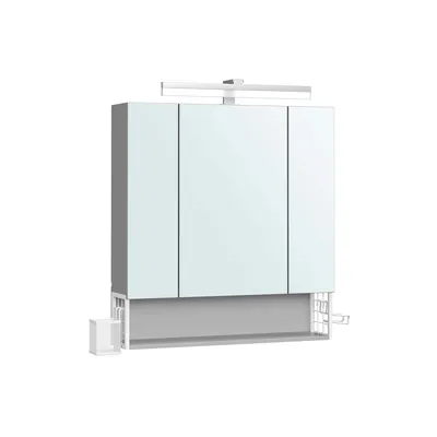 Produktbild von Badezimmer-Schrank - 16,5 x 70 x 75 cm - Weiß - Grau