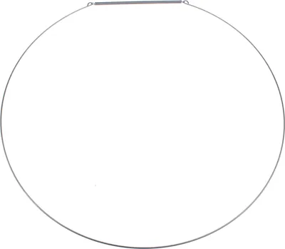 A circular metal spring or wire hoop with a small spring mechanism at the top.