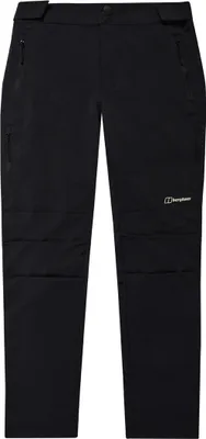 Schwarze Berghaus Trail-Explorer Pant mit Reißverschlusstaschen und Logo auf dem rechten Oberschenkel