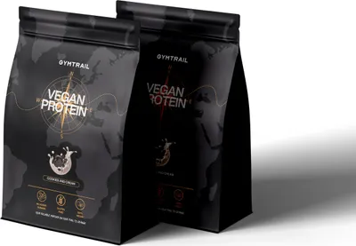 Produktbild von GYMTRAIL® Veganes Eiweißpulver aus Erbsenprotein 1000g | Pflanzliches Proteinpulver mit essenziellen Aminosäuren | Ohne Soja und Süßungsmittel mit Birkenzucker | Cookies & Cream