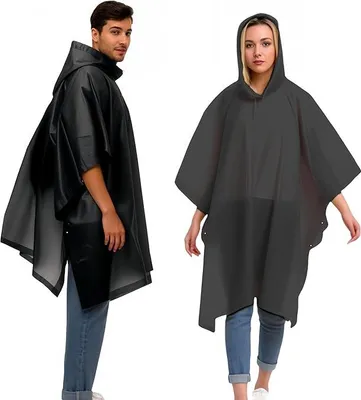 Produktbild von 2 Stš¹ck Wasserdichter Regenponcho, Leichter Wiederverwendbar Regen Mantel mit Kapuze, Tragbarer Notfall-Poncho fš¹r M?nner Frauen Erwachsene Familie, Wandern, Radfahren, Camping