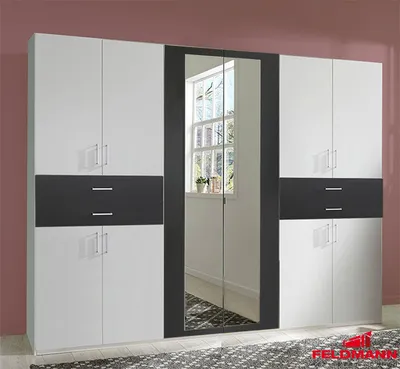Produktbild von Kleiderschrank Schlafzimmer Schrank Taiga weiß / anthrazit 270cm 10-türig