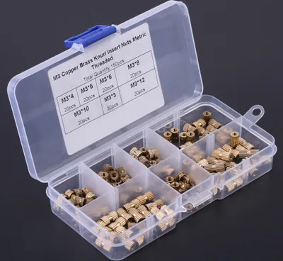 Obrázek produktu pro 150pcs M3 Brass Knurl Insert Nuts Threaded Assortment Set Kit with Plastic Box