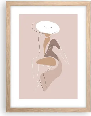 Produktbild von Gerahmtes Poster - Rahmen in heller Eiche - Buntstift Frau Hut - 30x40 cm - Wand Bild - Wanddeko - Wandbilder - Kunstposter - Wandposter - Bilderrahmen - Bilder - Kunstdruck - P2NPA30x40-4773