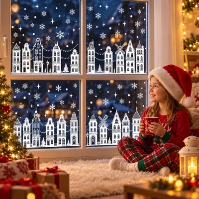 Fensterbilder Weihnachten, 133 Motive, 9 Bögen, 20×30 cm, PVC