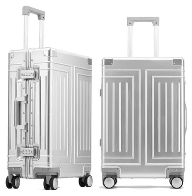 Produktbild von Rollkoffer - Handgepäckkoffer 50 cm - Aluminium-Magnesium-Legierung - Spinner-Rollen - Zahlenschloss - Silber