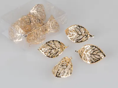 Produktbild von Streudeko Blatt, Blätter 4x2,5cm gold mit Kristallglas 6 Stück in Box Formano