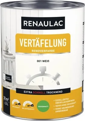 Produktbild von RENAULAC Vertäfelung Holzlack seidenmatt weiß 2,5 L