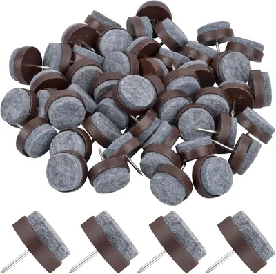 Produktbild von 50 Stück Filzgleiter für Stühle 24 MM, Möbelgleiter mit Nagel, Bodenschoner für Stuhlbeine, runde Kunststoffgleiter