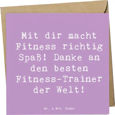 Produktbild von Mr. & Mrs. Panda doppelkarte Spruch Fitness-Trainer Dank - Lavendeltraum - Geschenk, Danke sagen, Trainergeschenk, Anerkennung, Klappkarte, Bedanken, anlasskarte