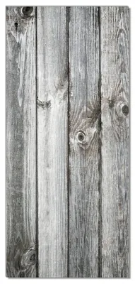 Produktbild von Wallario selbstklebende Türtapete 100 x 220 cm - Holz-Optik Textur hellgraues Holz Paneele Dielen mit Asteinschlüssen - Abwischbar, rückstandsfrei zu entfernen