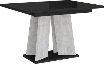 Produktbild von MEBLINI Esstisch Ausziehbar - Esszimmertisch Modern - Küchentisch - Säulentisch - Ausziehtisch - Dining Table - Esszimmertische - 120-160x90x75cm - MUFO - Schwarz Hochglanz/Betonoptik