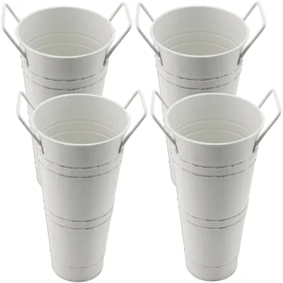 Imagen del producto de Omgoods - Juego de 4 macetas de metal galvanizado, 23 cm