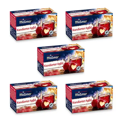 Produktbild von Meßmer Kandierter Apfel | 5x Vorteilspack | Früchtetee mit Liebesapfel-Karamell-Aroma | 100 Teebeutel