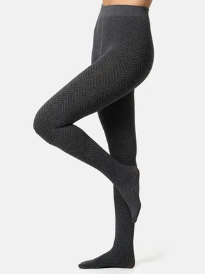 Produktbild von NUR DIE Strumpfhose Wohlig-Warm 100 DEN - grau gemustert - Größe 40-44