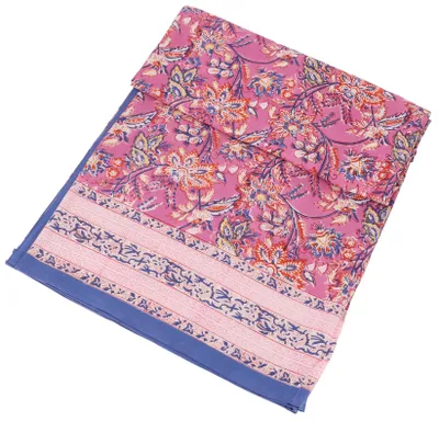Produktbild von Blockdruck Tagesdecke, Bett & Sofaüberwurf, Handgearbeiteter Wandbehang, Wandtuch - Design 7, Blau, Baumwolle, Größe: Double 225*275 cm
