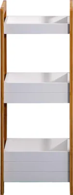 Produktbild von Rebecca Mobili Standregal mit 3 Ablagen aus MDF und Bambus in weiß und braun