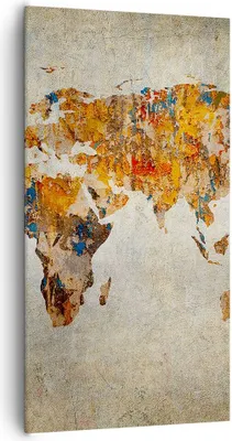 Produktbild von Bild auf Leinwand - Leinwandbild - Welt Karte Kontinente Geographie - 65x120cm - Wand Bild - Wanddeko - Leinwanddruck - Bilder - Kunstdruck - Leinwand bilder - Wandkunst - PA65x120-2783