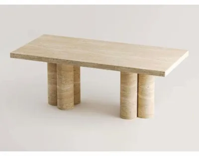 Produktbild von Casa Padrino Luxus Travertin Esstisch Beige 190 cm - Travertin Esszimmer Möbel