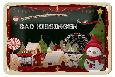 Produktbild von Blechschild Weihnachten Grüße BAD KISSUNGEN Geschenk Schild  18x12cm