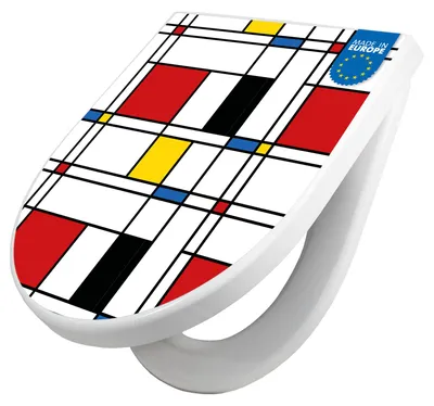 Produktbild von WC Sitz mit Absenkautomatik D Form Motiv Rot Gelb Blau [TDW3 12136]