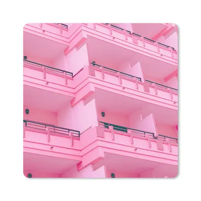 Produktbild von MuchoWow® Mauspad Mousepad Balkon - Sommer - Rosa - Architektur 30x30 cm - Mousepads - Maus Mat - Pad - Mausunterlage - Gaming