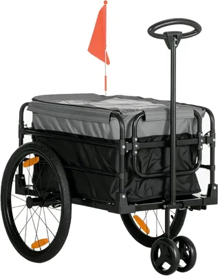 Obrázok produktu pre 2-v-1: Bicykel s prívesom – príves – ručný vozík – transportný vozík – vozík. Oceľový rám, 20-palcové pneumatiky