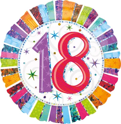 Image de amscan® 1606701 Ballon en plastique Nombre 18 - Ø 45 cm