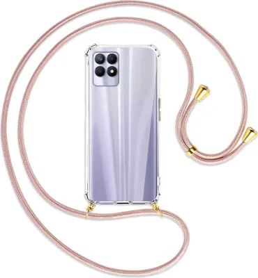 Produktbild von Handykette Backcover-Schutzhülle mit Band (Metall goldfarben) für Realme 8i - roségold