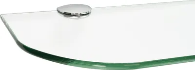Zdjęcie produktu dla Półka szklana 6mm + klips ROMY, klips montażowy :Romy chromowany, dekor :Clear, rozmiar :90 x 15 cm