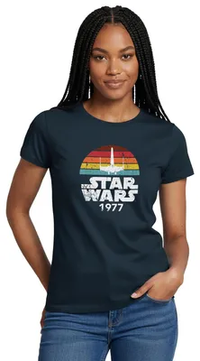 Produktbild von Star Wars Schriftzug 1977 Retro Frauen T-Shirt, XL, Navy