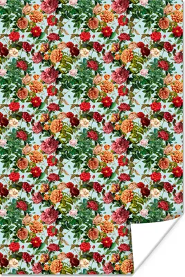 Produktbild von MuchoWow® Poster Blumen - Muster - Rot 40x60 cm - Plakate für die Wand - Poster Babyzimmer