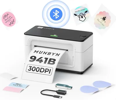 Image de Imprimante d'étiquettes thermique 300 DPI, avec Bluetooth et USB, format 4 x 6 pouces, haute vitesse
